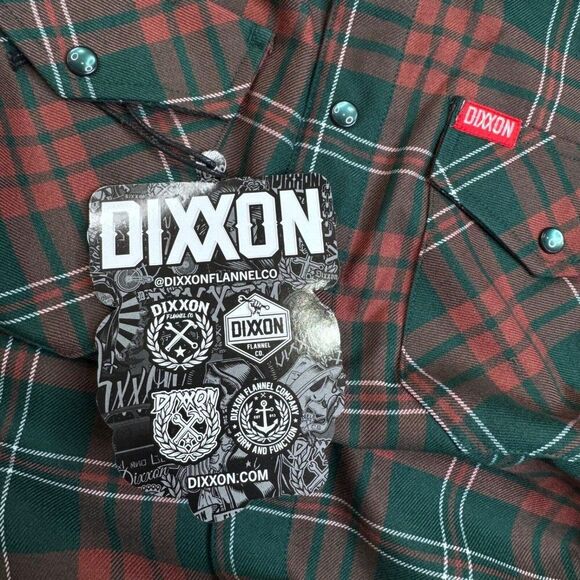Dixxon Shirt Mens Medium Green Plaid Mistletoe Flannel Button Down Long Sleeve - Picture 6 of 11